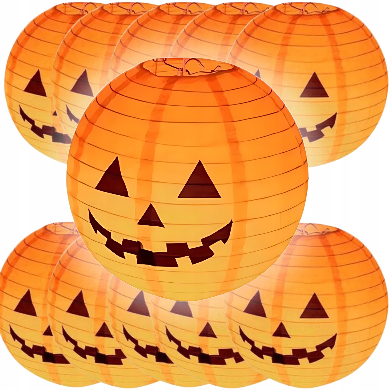 10x LED PAPIEROVÁ LAMPIÓNA TEKVICA HALLOWEEN SVIETIACA DEKORÁCIA 25 CM SET