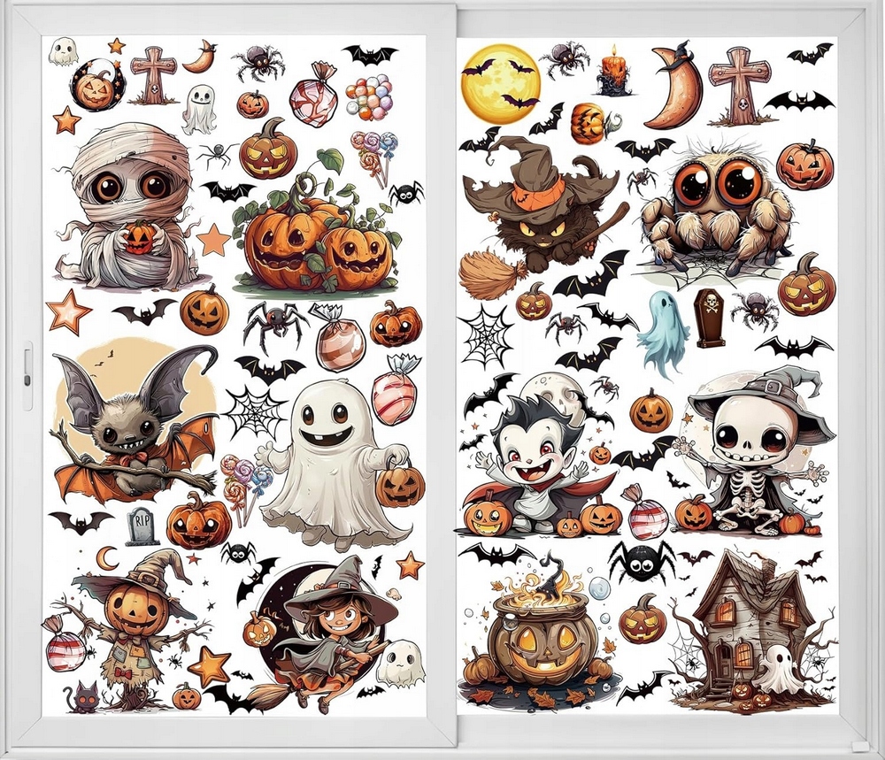 12x PLÁŠŤOVÉ HALLOWEENSKÉ NÁLEPKY SÚPRAVA NÁLEPOK VIANOČNEJ OZDOBY