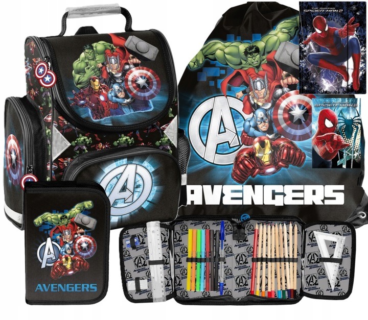 Paso Avengers školský set 5v1 pre chlapcov – batoh, peračník, taška, zložka a zápisník AV23DD-260