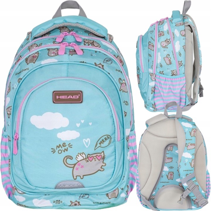 HEAD Meow AB330 školský batoh pre dievča s mačkami 20 l trieda 1–3