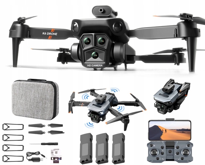 2024 Najnovší Smart DRONE K6 MAX HD KAMERA WIFI 30 MIN ROZSAH 3xAKU