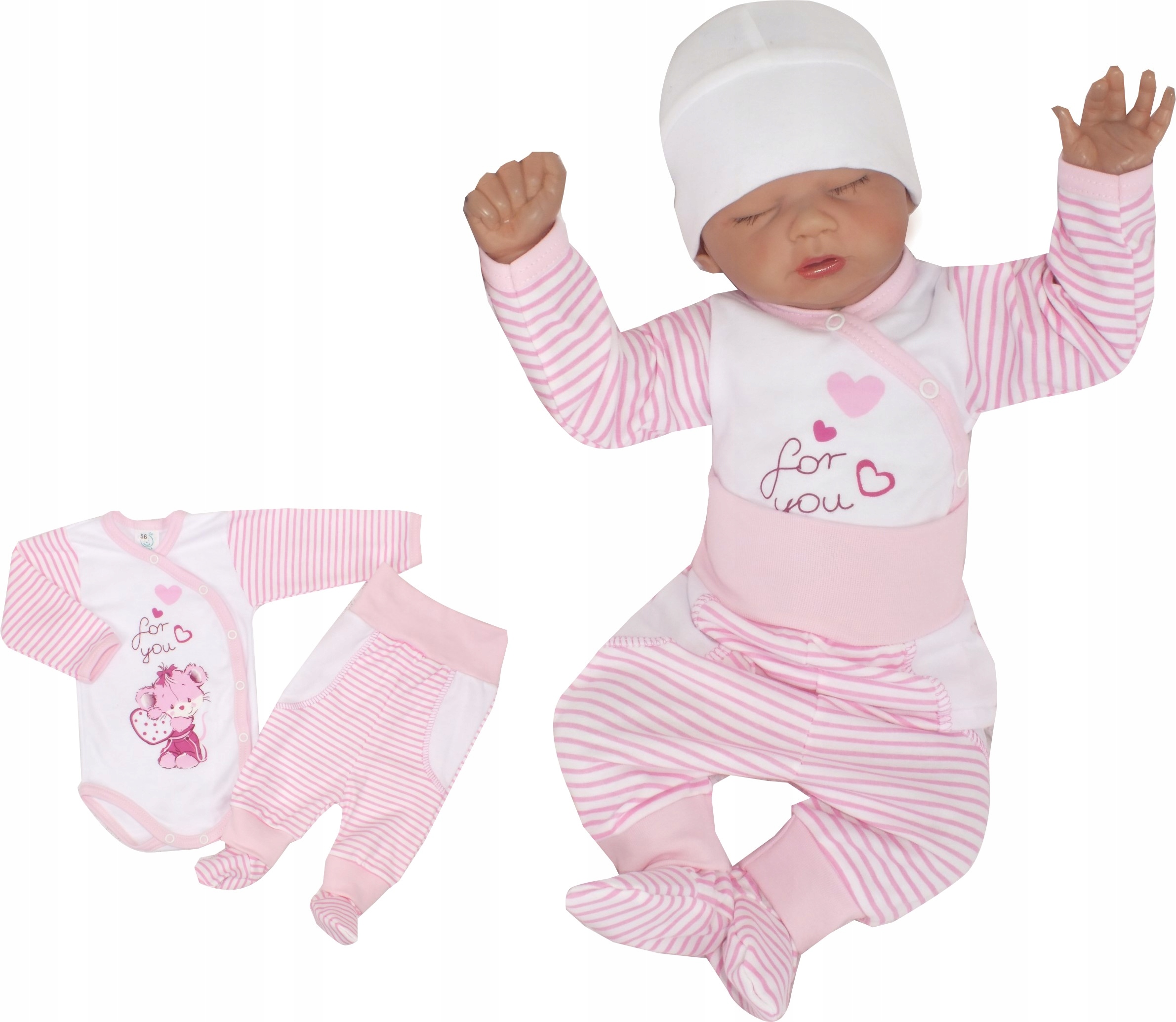 Detský komplet - Baby Set Zyzio & Zuzia 50 biela, ružová 2 ks.