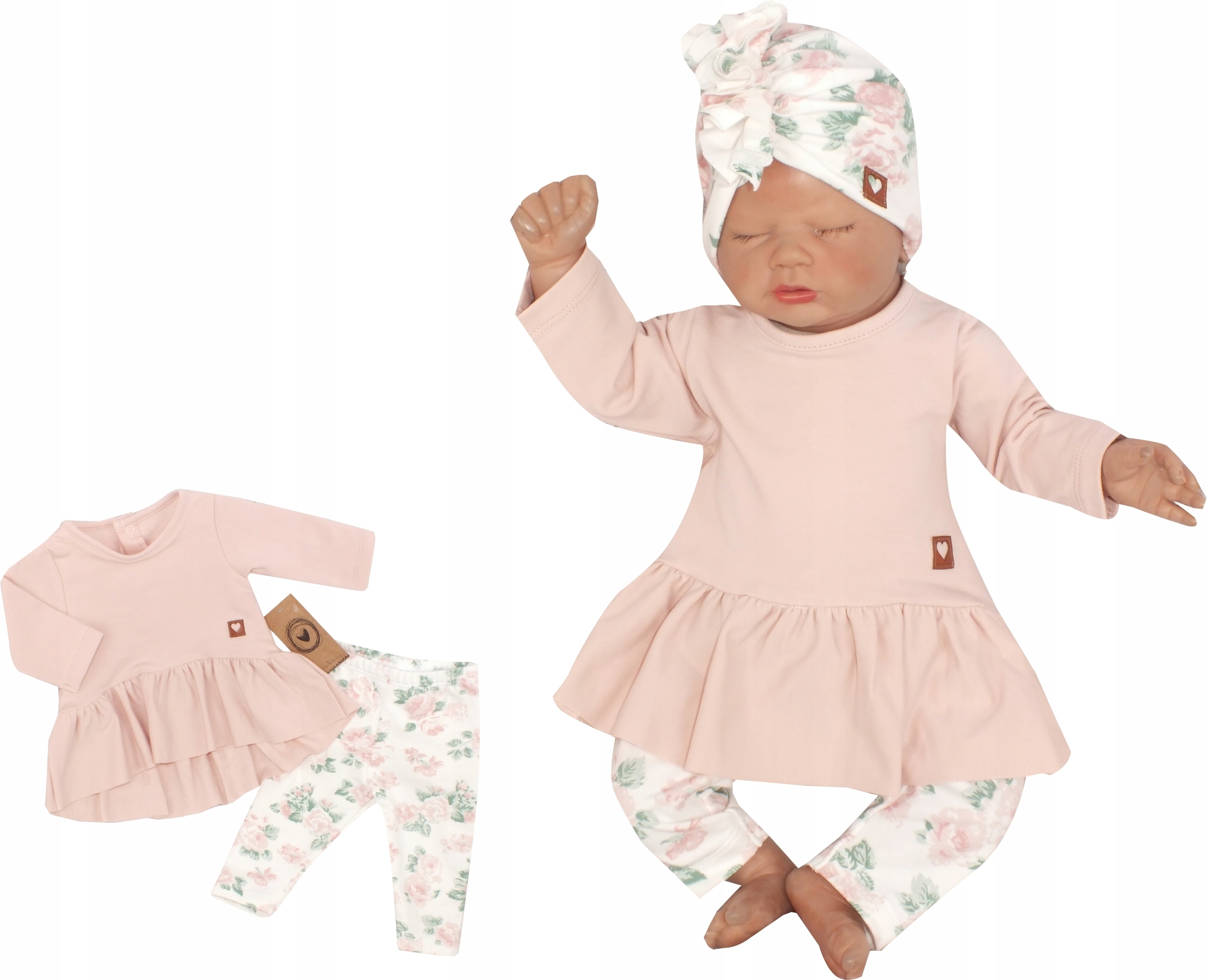 Detský komplet - Baby Set Zyzio & Zuzia 80 ECRU, Pink 2 PCS.