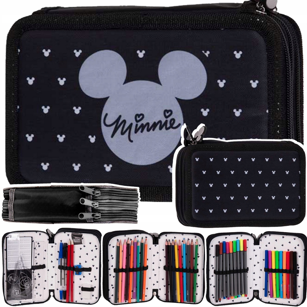 Školský peračník - Puzdro na ceruzku s 3-komisiou s zariadením Minnie Mouse