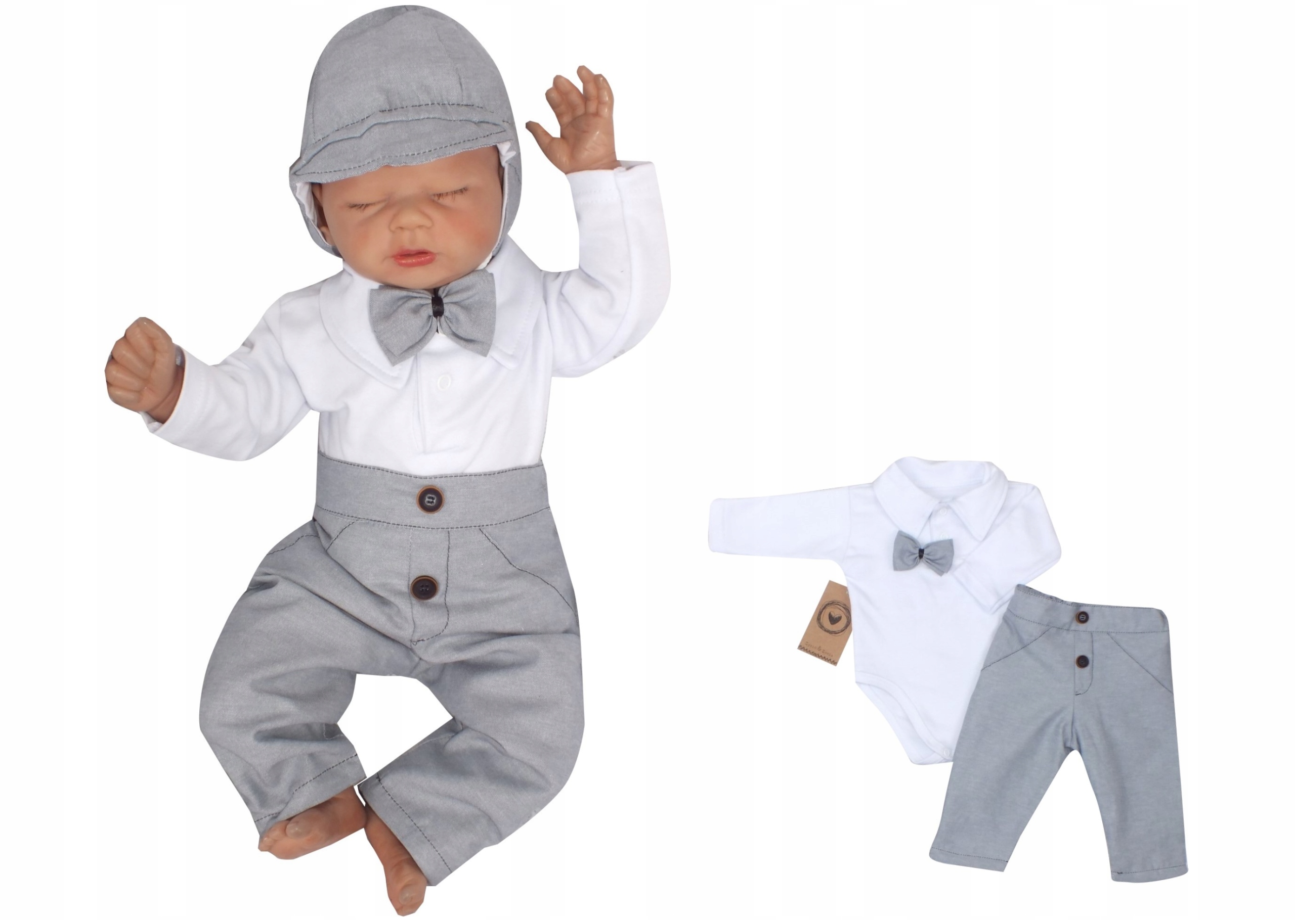 Detský komplet - Baby Set Zyzio & Zuzia 56 White, Grey 3 PCS.