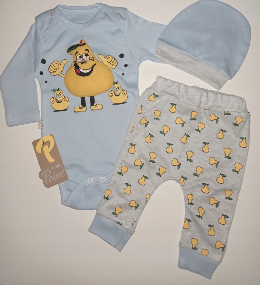 Detský komplet - Baby Point 62 Baby Set Blue, Grey, Multi -Colored, Yellow 3 Pcs.