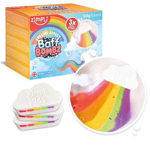 3 x veľké oblakové dúhové bomby do kúpeľa od Zimpli Kids, Bath Bo so špeciálnym efektom