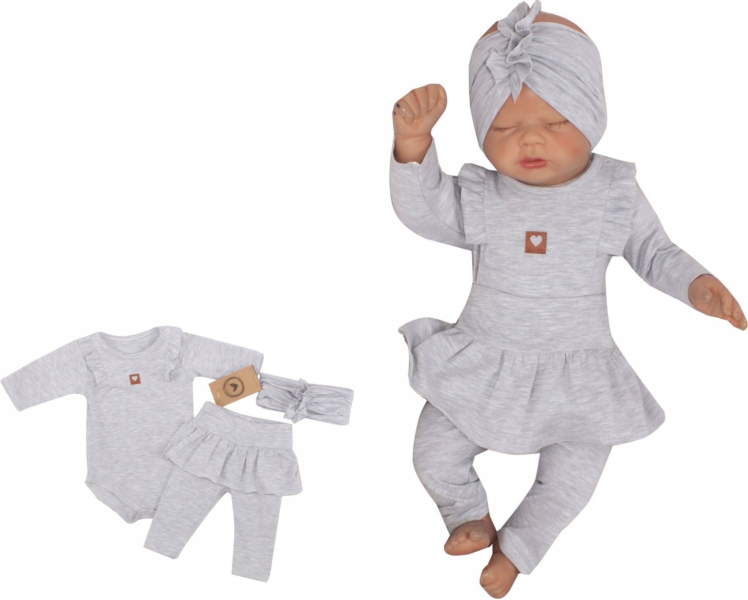 Detský komplet - Baby Set Zyzio a Zuzia 62 Gray 3 PCS.