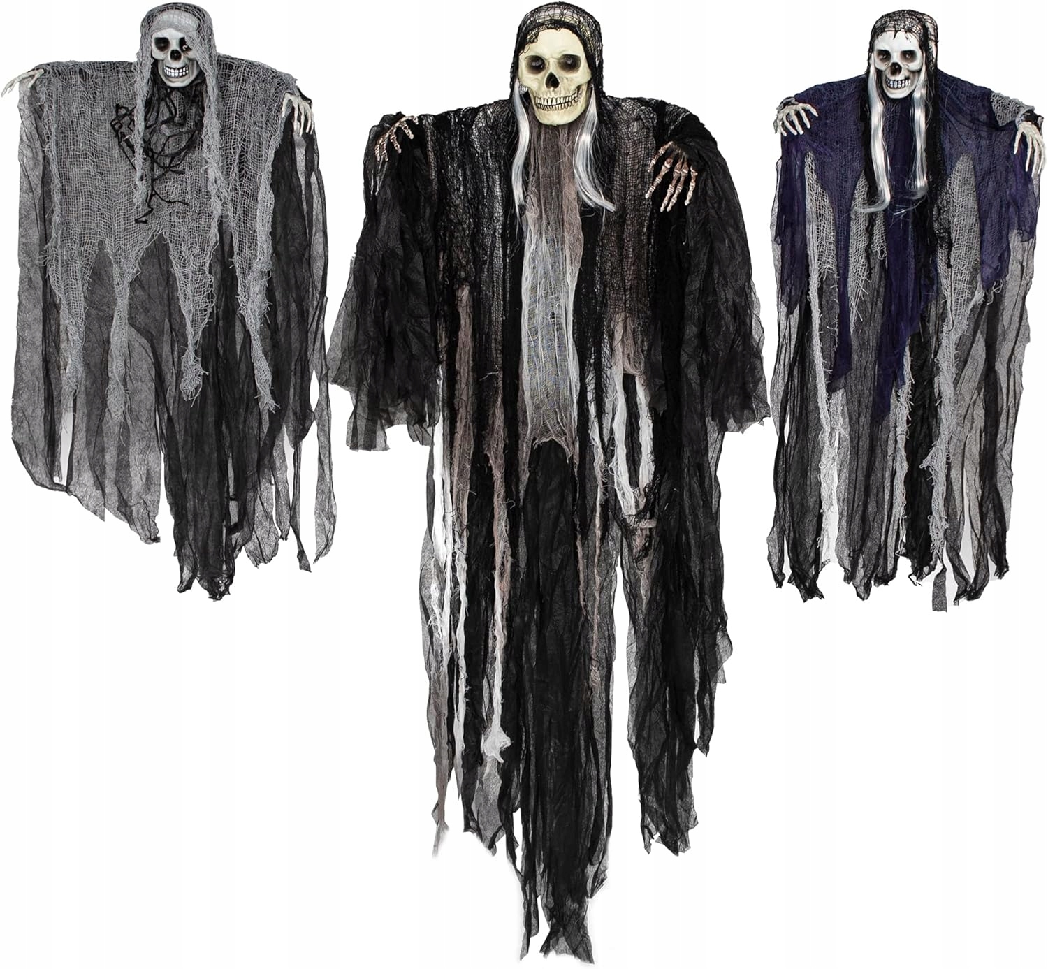 3x ZÁVESNÉ KOSTROVÉ HALLOWEENSKÉ DEKORÁCIE 135cm 2x 80cm ZÁvesné OZDOBY