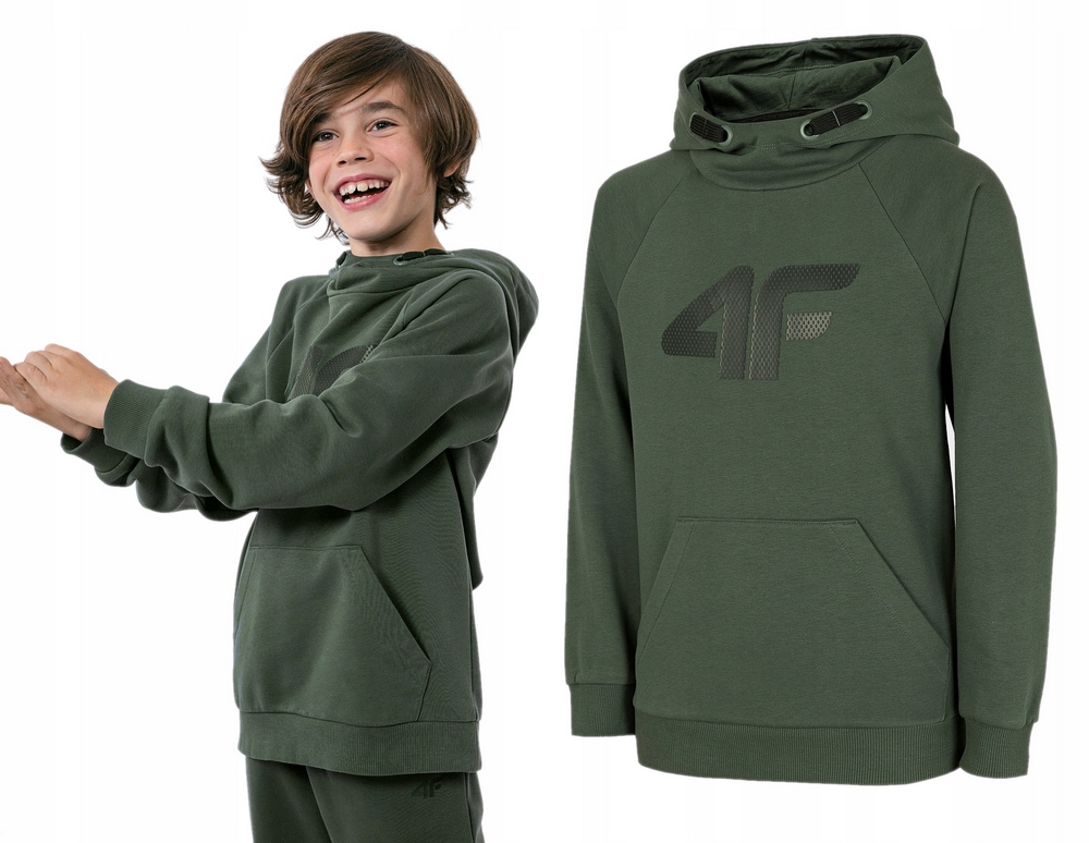 Mikina - 4f Detská mikina veľkosť 152 khaki s dlhým rukávom