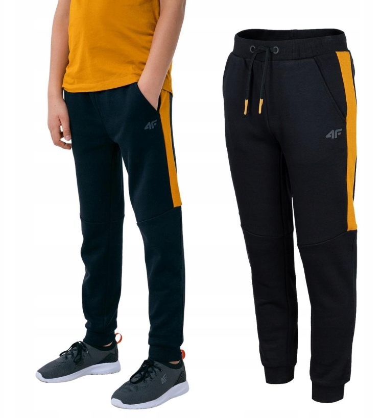 Tepláky 4f 164 Navy modré, žlté