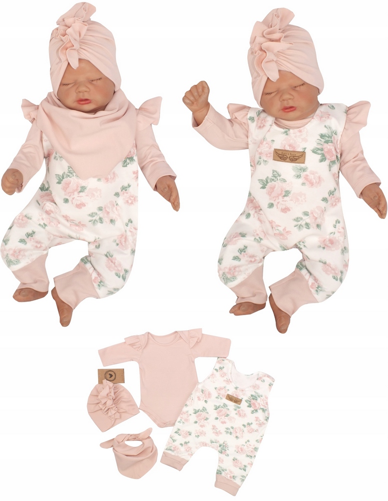 Detský komplet - Baby Set Zyzio & Zuzia 80 ECRU, Pink 4 PCS.