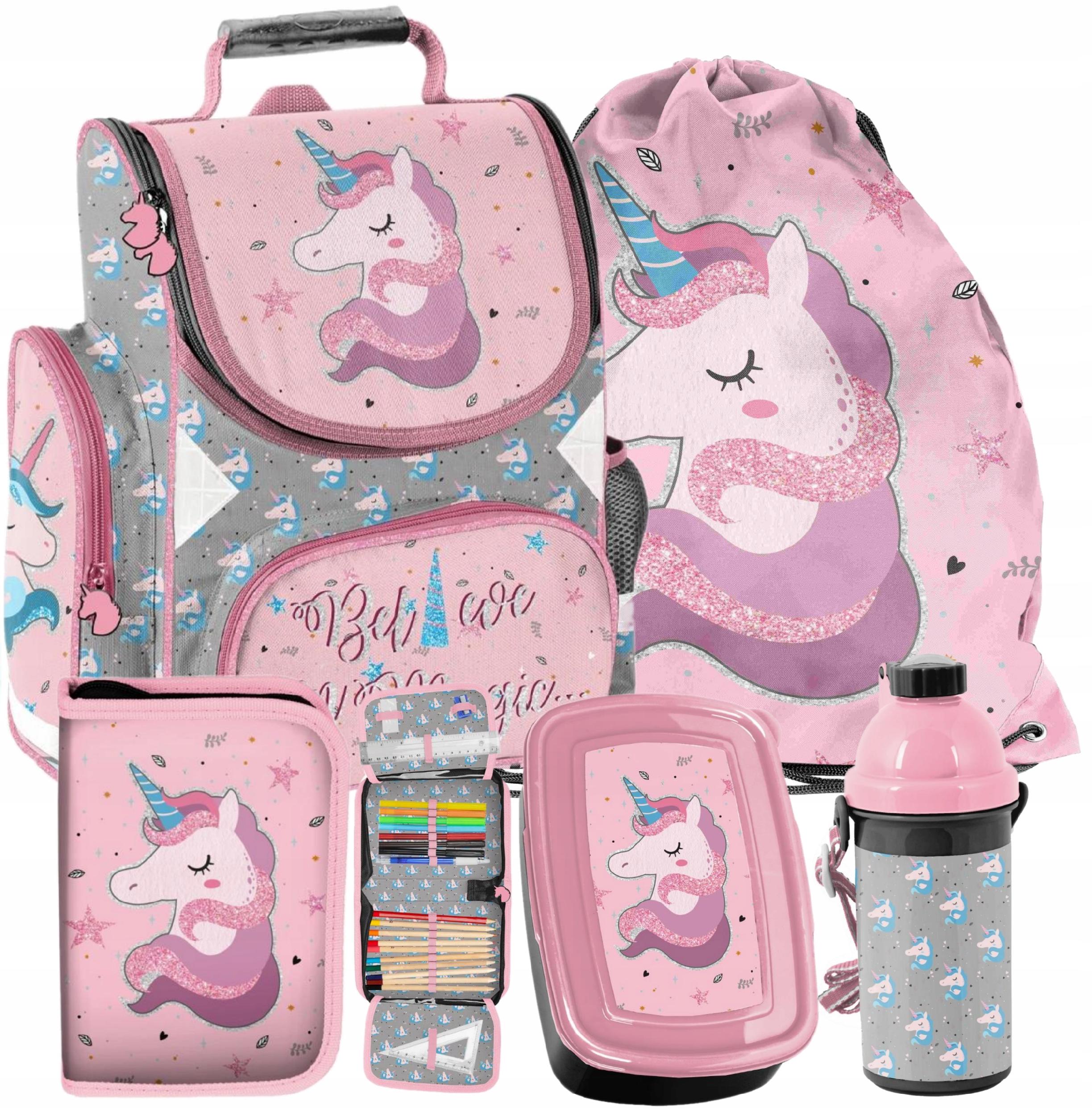 Aktovka - 5in1 Unicorn School Bag School Backpack Unicorn
