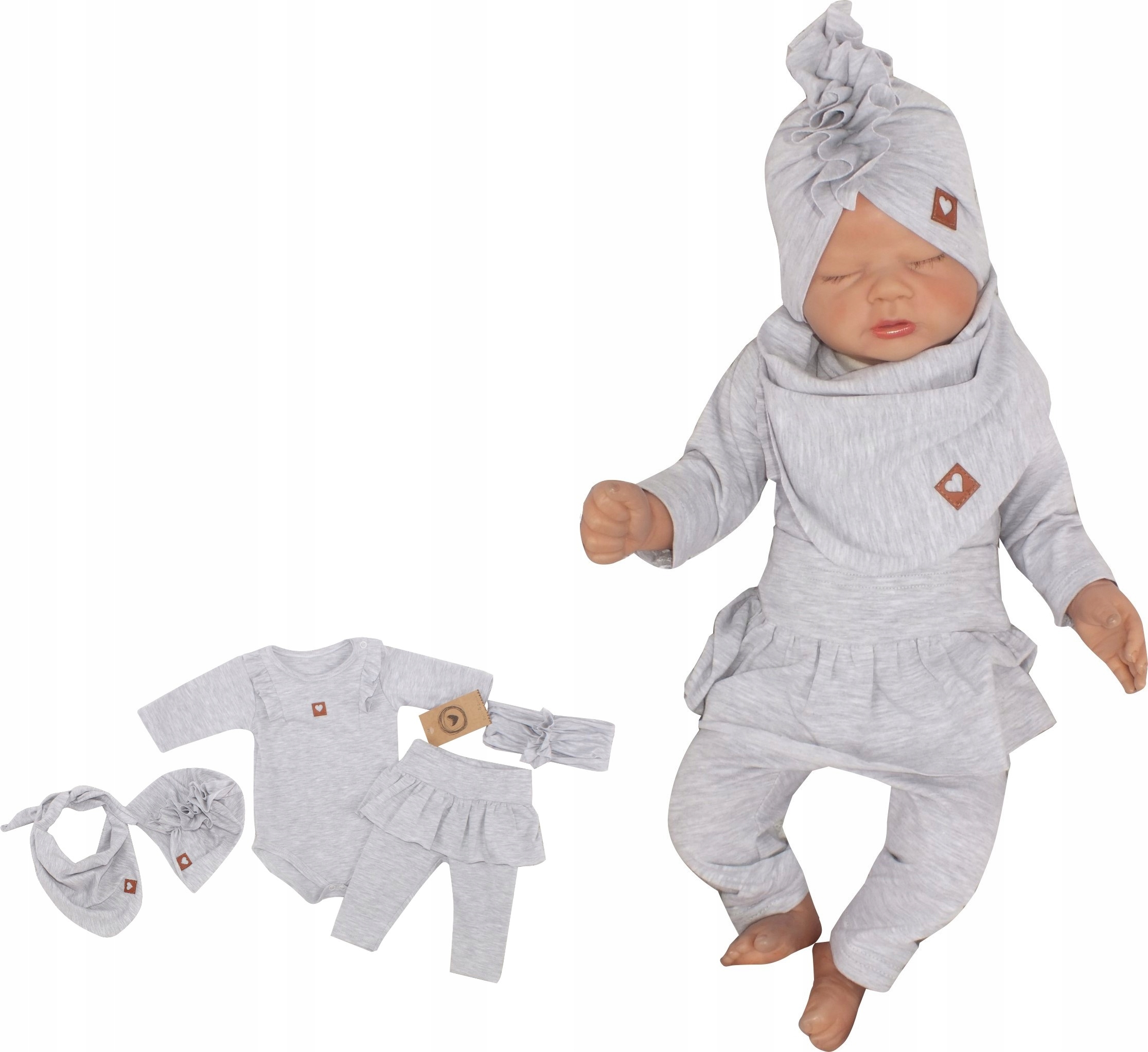 Detský komplet - Baby Set Zyzio a Zuzia 86 Gray 5 PCS.