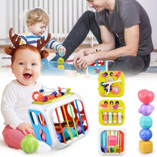 7 V 1 MONTESSORI HRAČKY PRE BOJČATÁ, HRAČKY S FAREBNOU KOCKOU