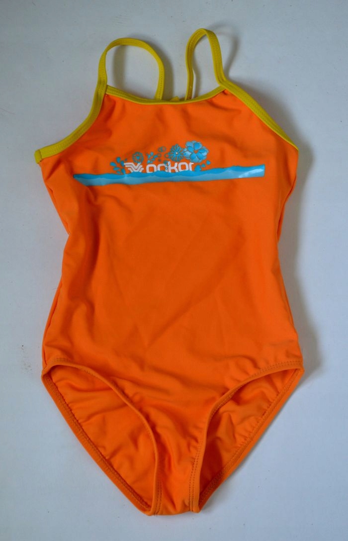Detské plavky - Jeden -kus outfit. 104 oranžový, viacnásobný, žltý