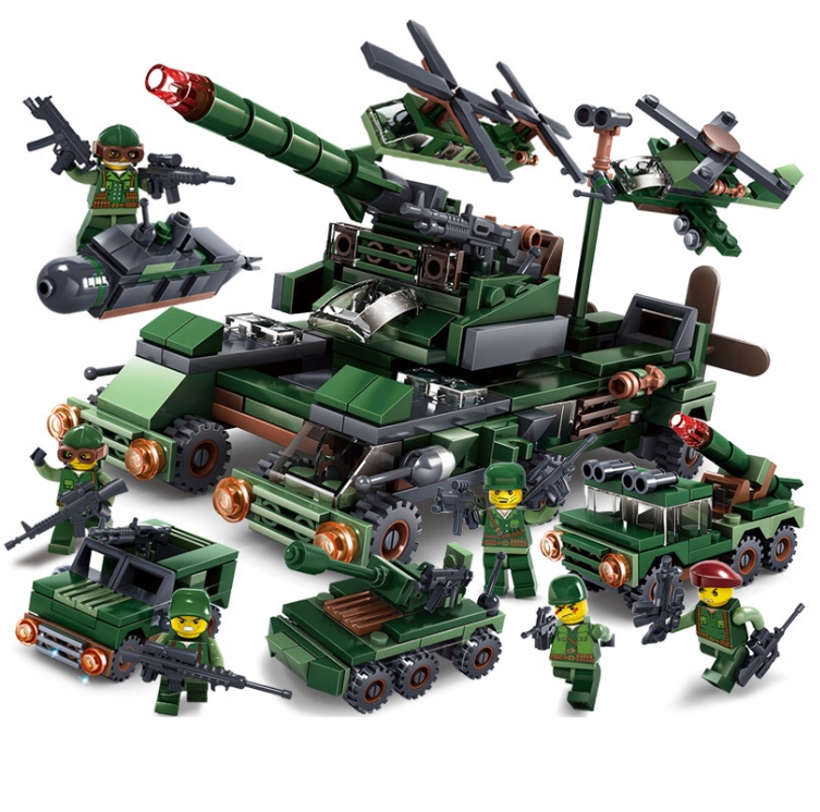 Plastová stavebnica - Armádne vojaci Army Tank Blocks 6in1