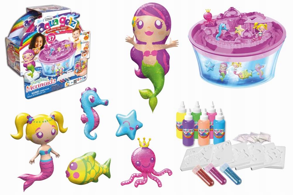 Veľká kreatívna sada Aqua Gelz Magické morské panny 6 gélov + príslušenstvo