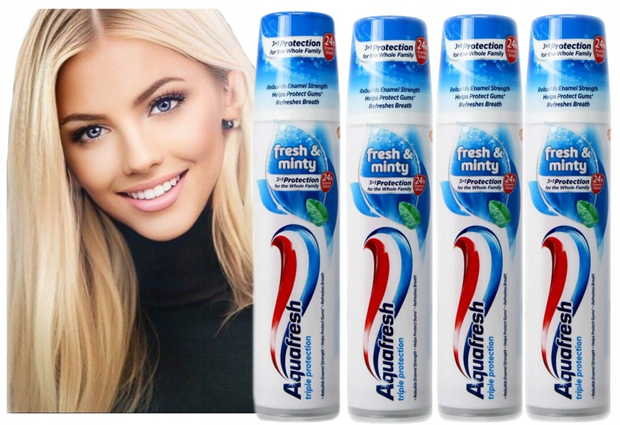 Aquafresh zubná pasta s fluórmi dávkovač 4 ks.