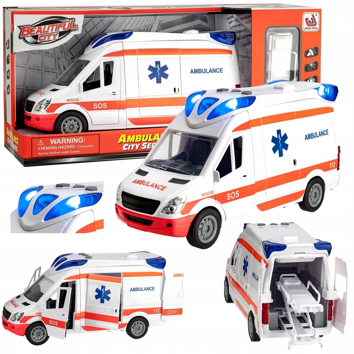 Detská sanitka - Automatická ambulancia Ambulancia Bus Drive Znie otváracie dvere s nosidlami