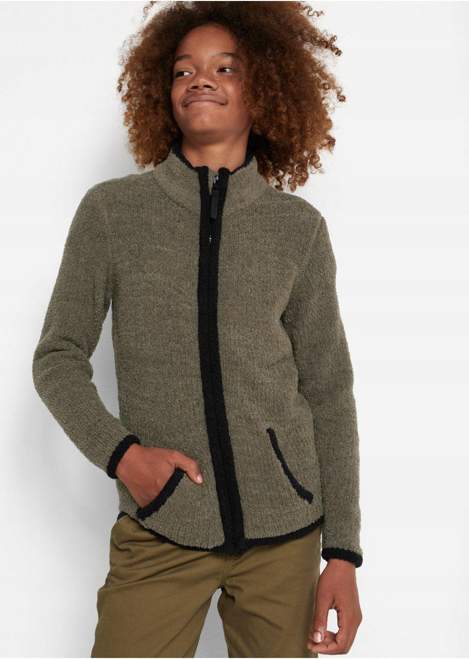 Mikina - Bonprix Detská mikina veľkosť 110 Khaki s dlhým rukávom