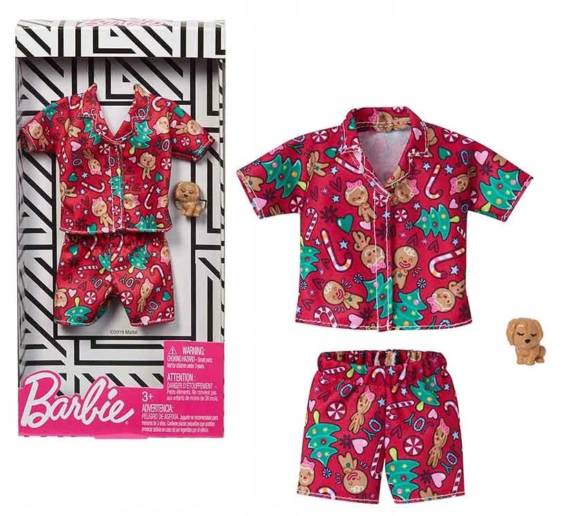 BARBIE OBLEČENIE VIANOČNÉ PYŽAMÁ KOŠIKY + PES