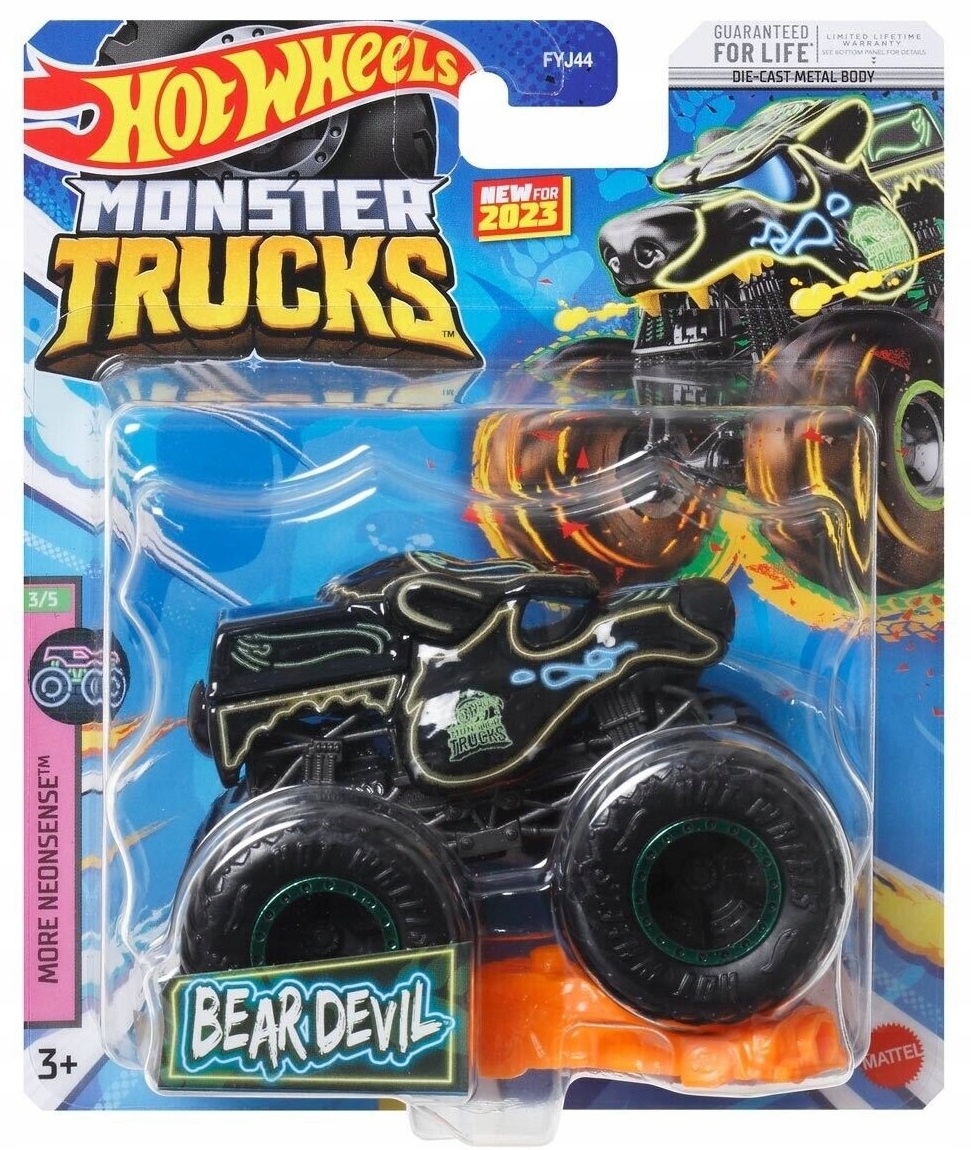 BEAR DEVIL 3/5 Viac NeonSense Monster Trucks Auta Hot Wheels Autko 1:64