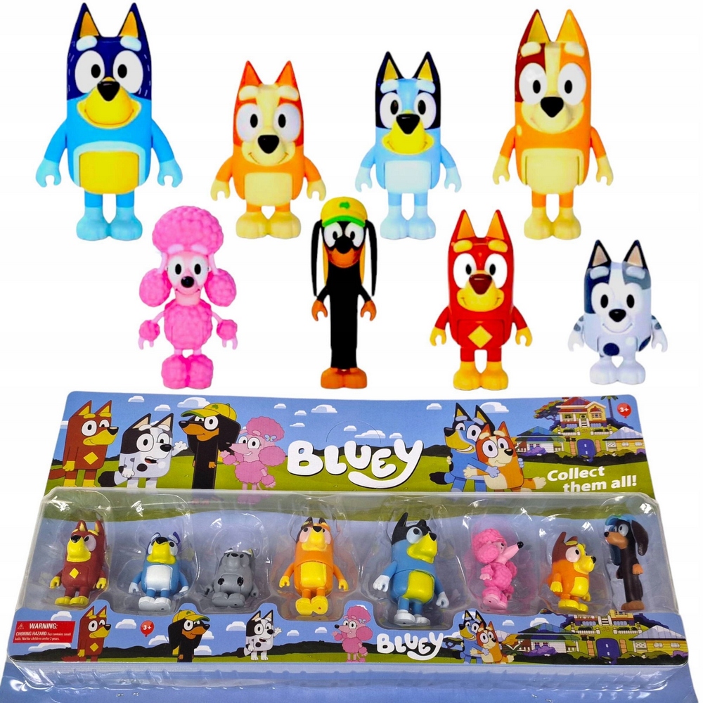 Figúrka - Bluey a bingo sada figurín 8 kusov figurína od rozprávkových rodinných priateľov