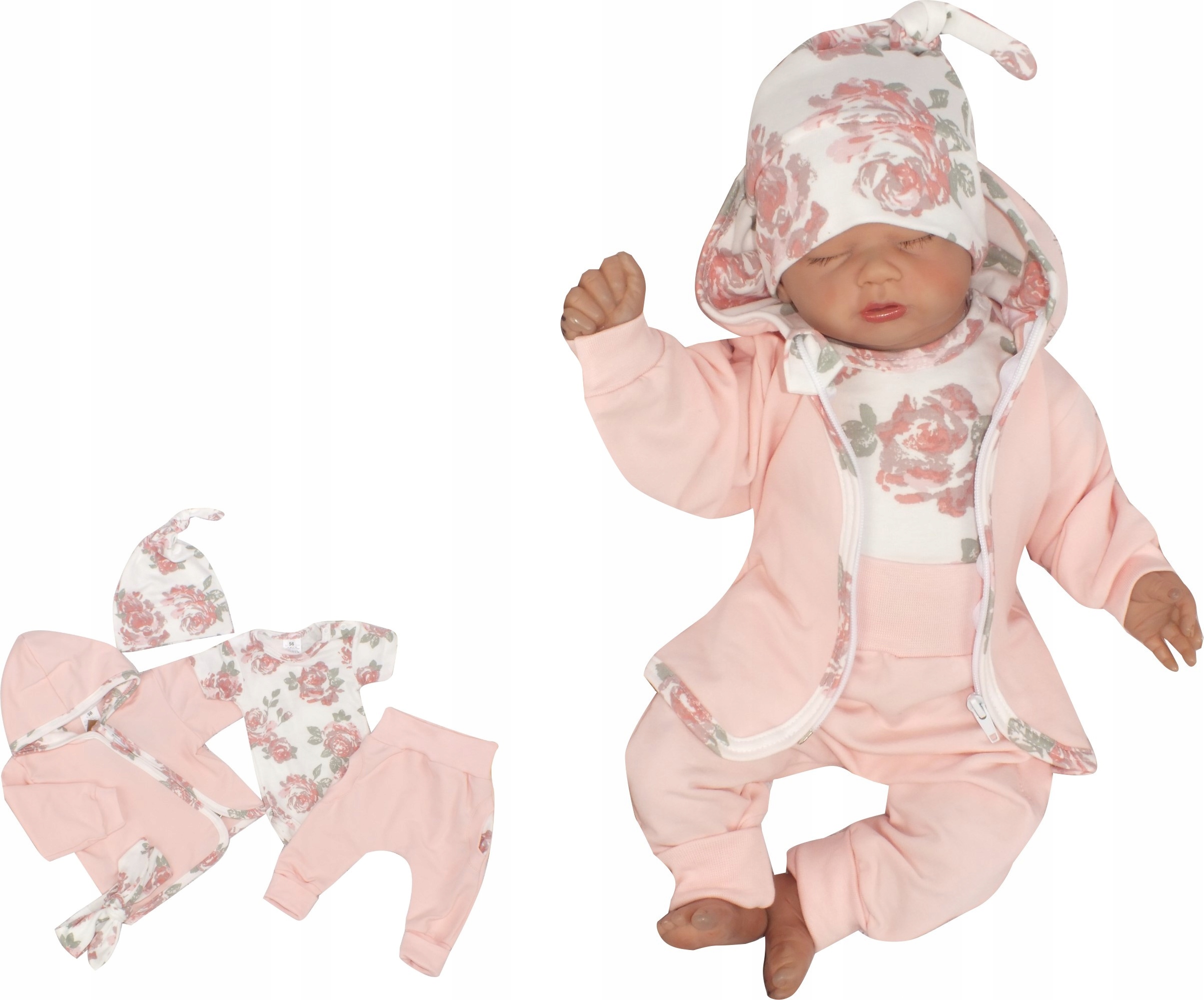 Detský komplet - Baby Set Zyzio & Zuzia 56 ECRU, Pink 5 PCS.