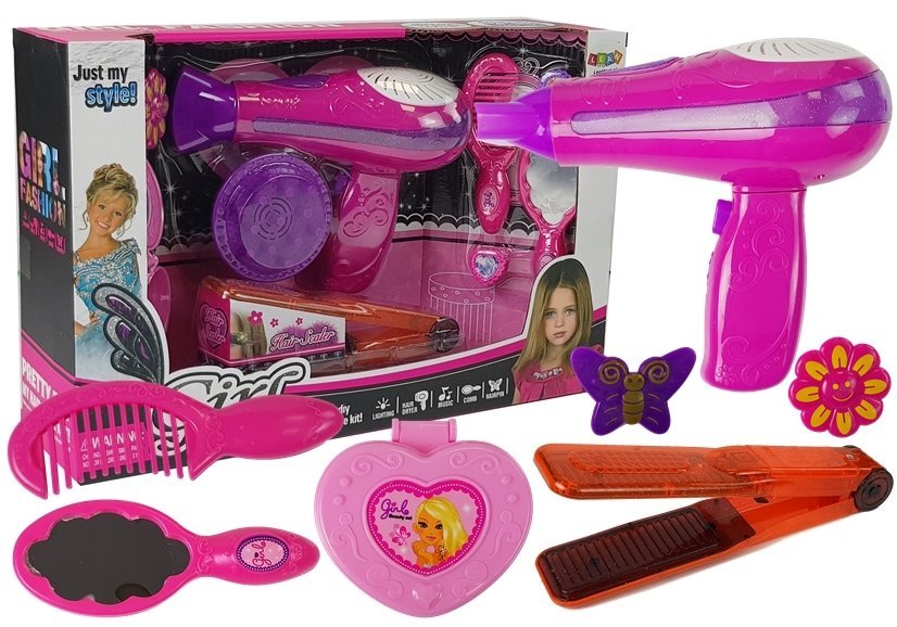 Beauty Set s príslušenstvom Žehlička na vlasy ružová