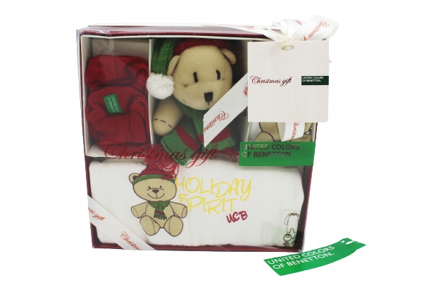 Detský komplet - Baby Set Benetton 60 Red, ECRU, Green 4 PCS.