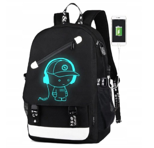 Multi -Chamber School Backpack biely batoh, čierny, modré odtiene