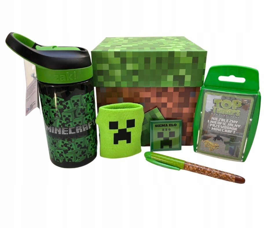 Detský desiatový box, fľaša - Darčeková súprava k narodeninám na fľašu s vodou z hry minecraft
