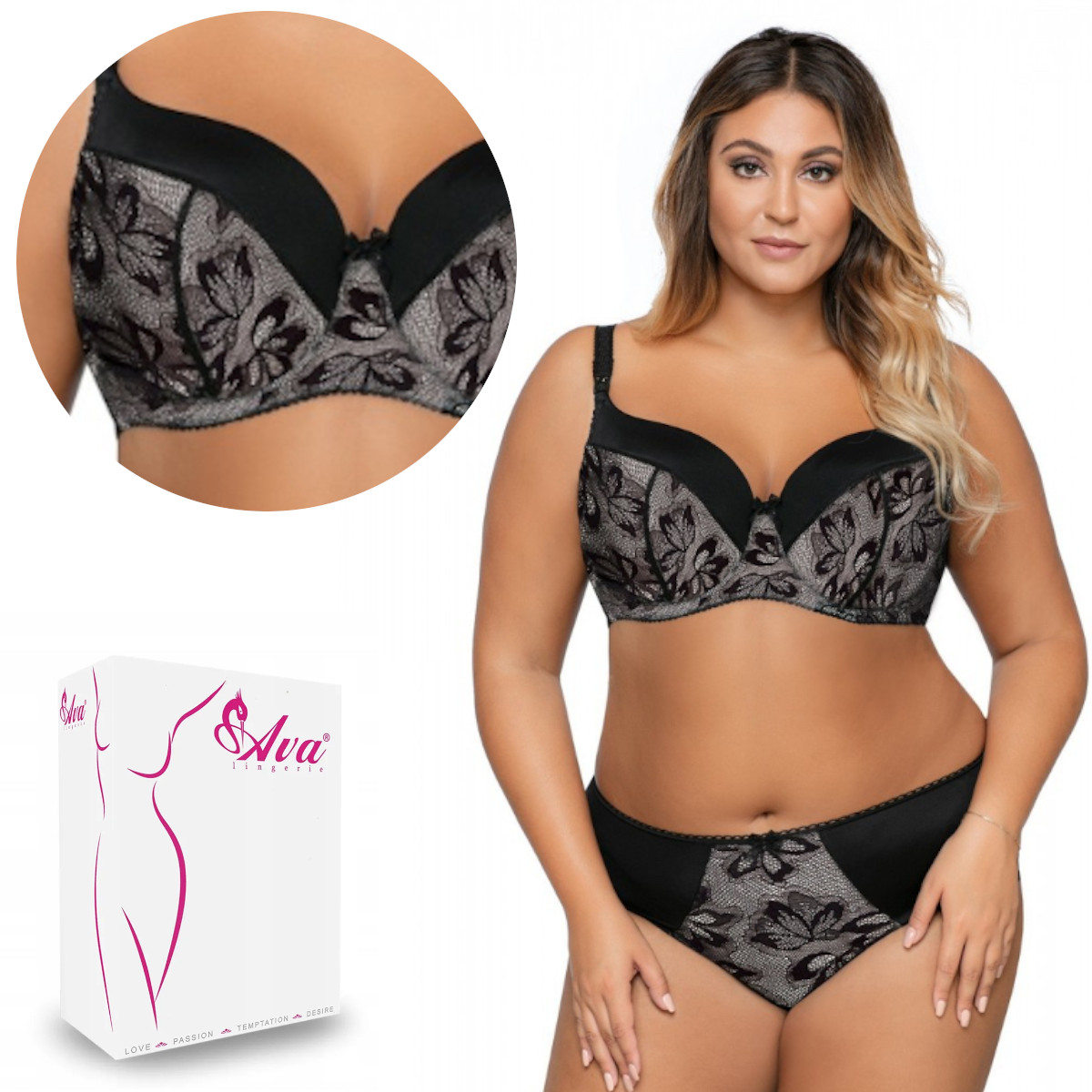 Ava Studired podprsenka podprsenka Mama 1732/3 Black 90B