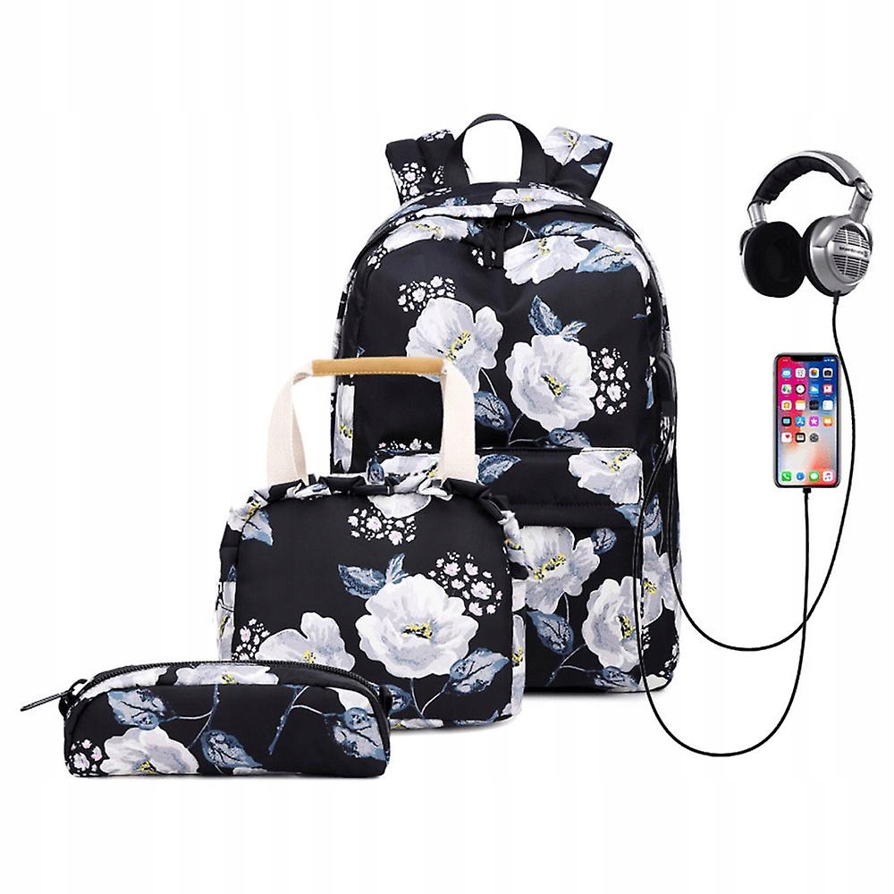 Aktovka - Black Schoolbag pre študentov stredných škôl (čierna)