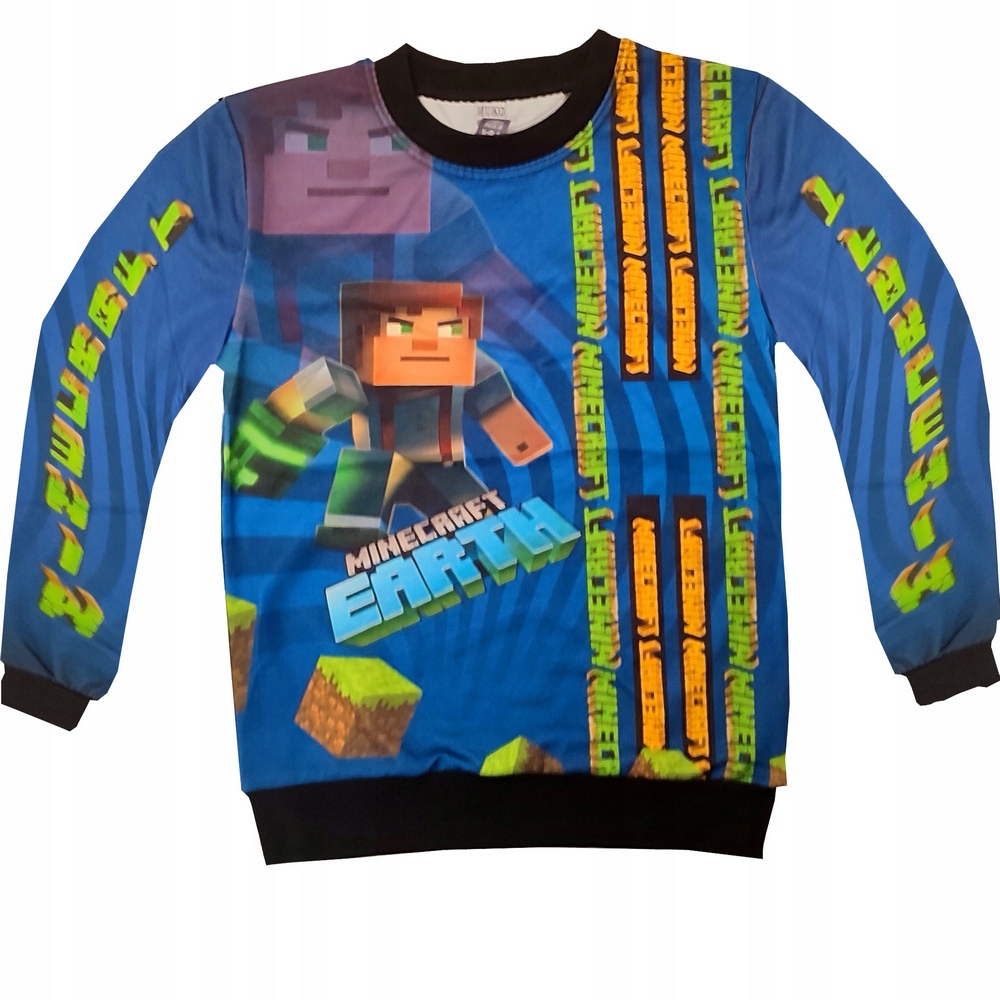 Mikina - Detská mikina Ďalšia značka | Minecraft Veľkosť 152 s dlhým rukávom biela, čierna, modrá, šedá, tyrkysová, viacfarebná