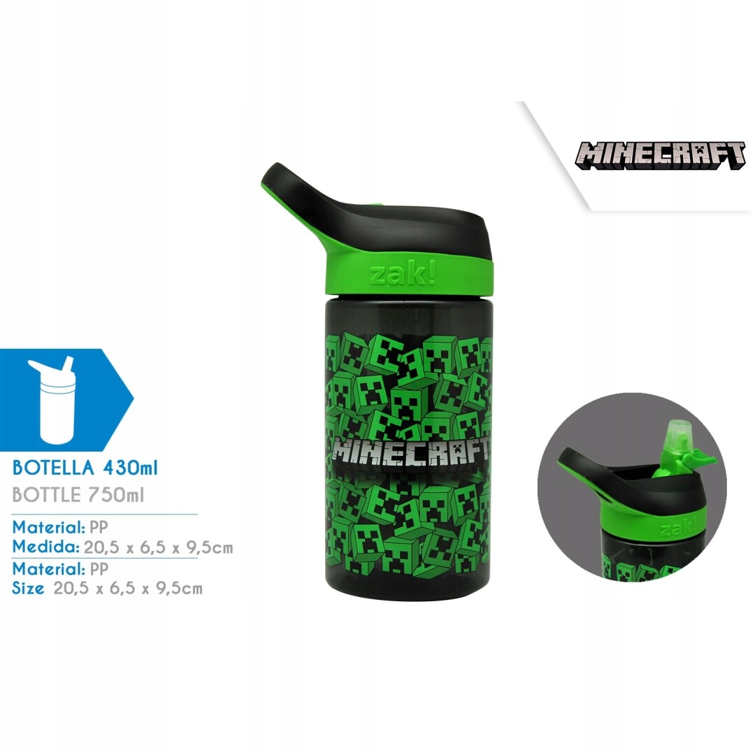 Detský desiatový box, fľaša - Fľaša na fľašu 430 ml Minecraft Mobing Creeper