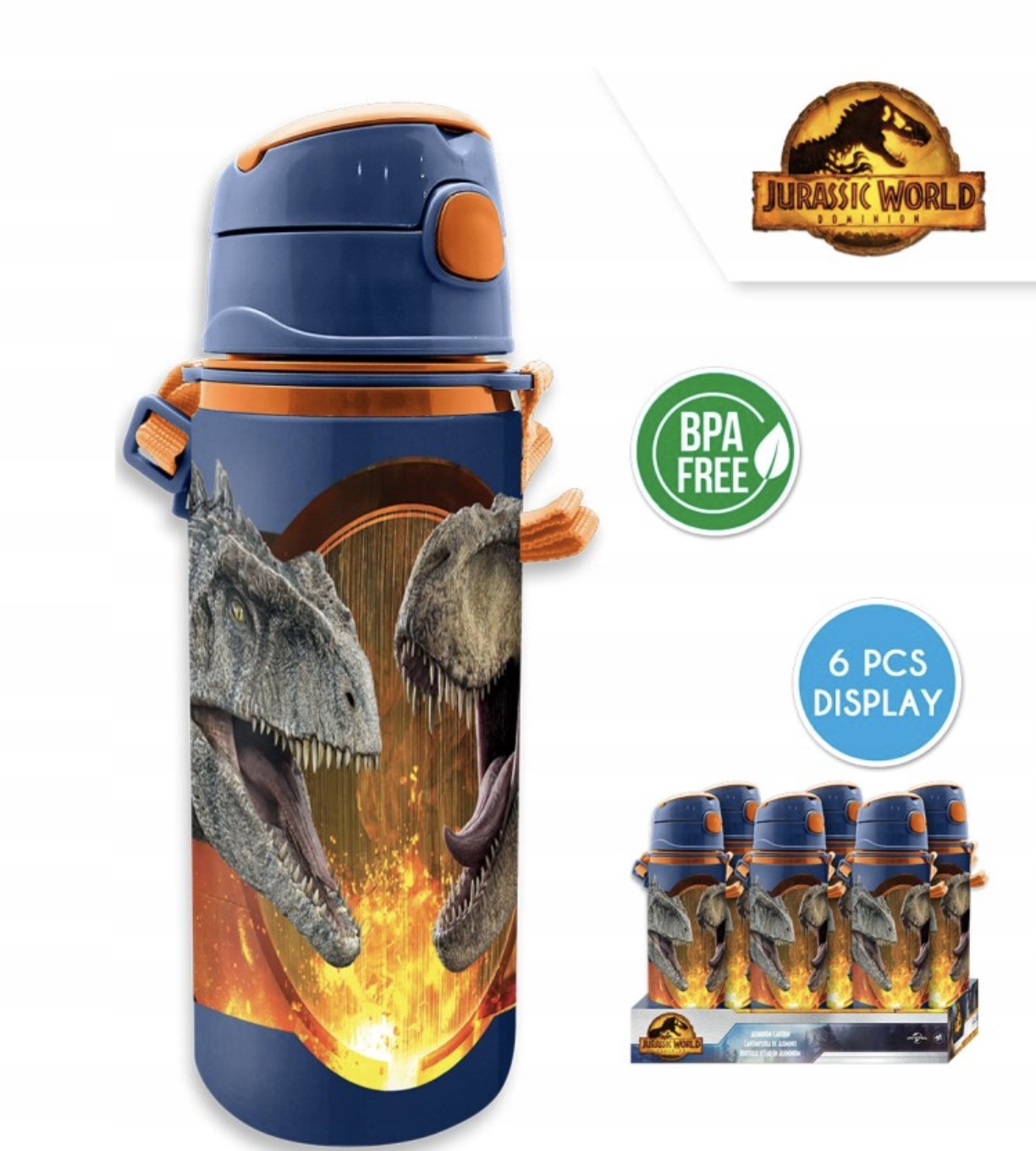 Detský desiatový box, fľaša - Hliníková fľaša Jurassic World T-Rex600 ml Fľaša na vodu