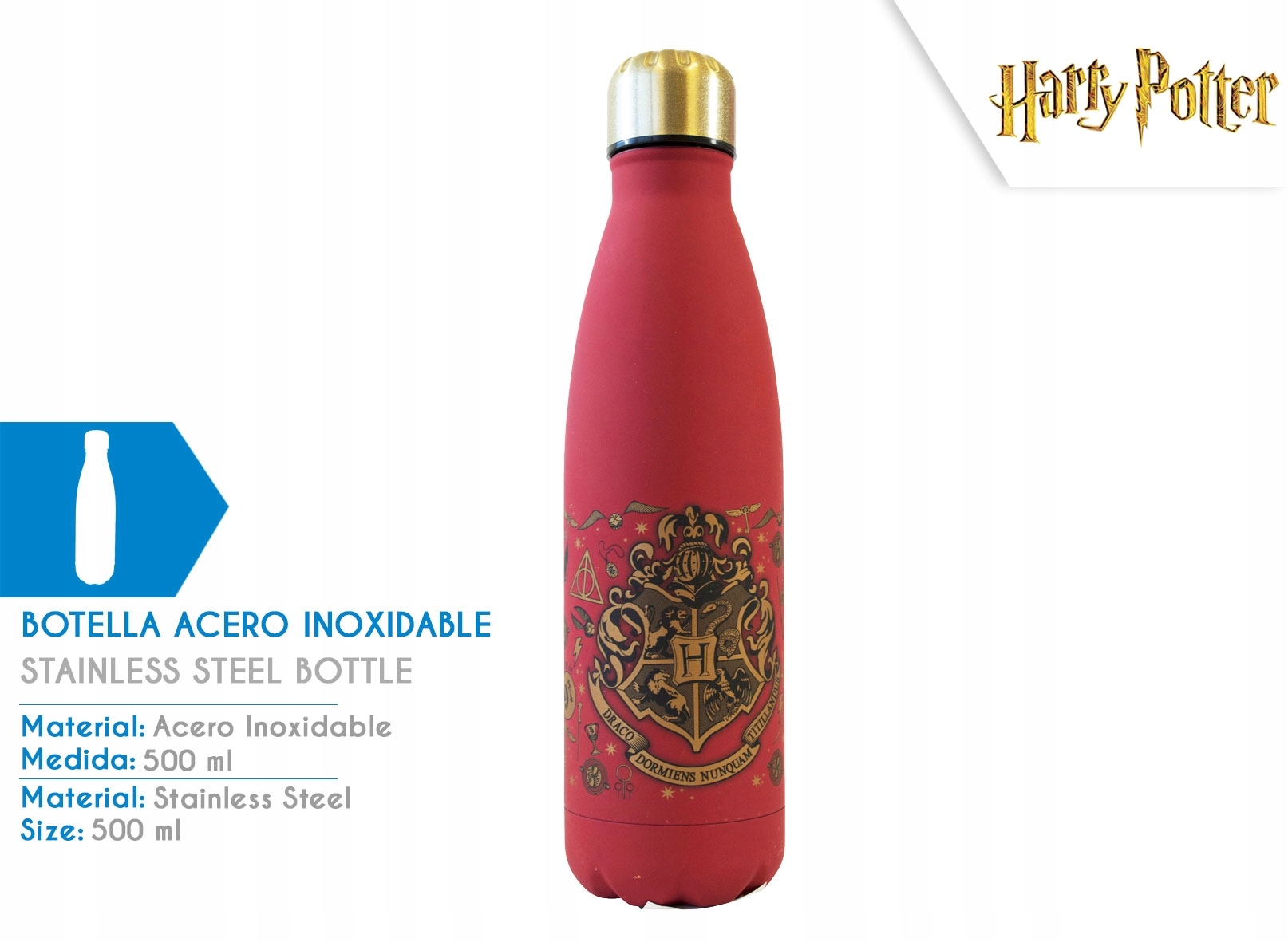 Detský desiatový box, fľaša - 500 ml fľaša z nehrdzavejúcej ocele Harry Potter