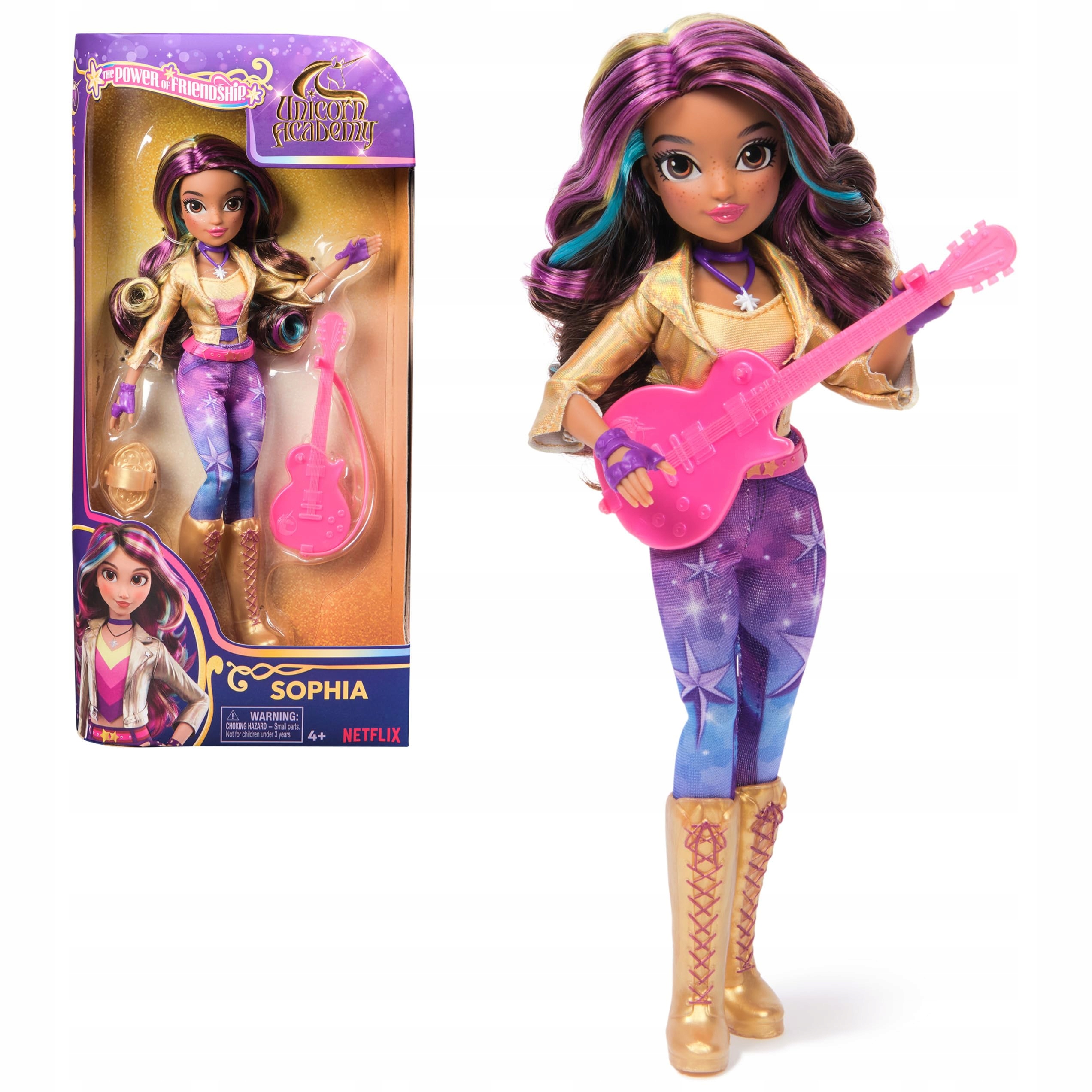 Bábika Sofia Sila priateľstva s gitarou Unicorn Academy