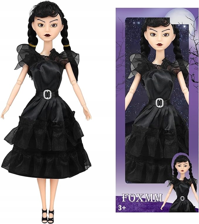 Bábika Wednesday Addams, pohyblivá, 30 cm