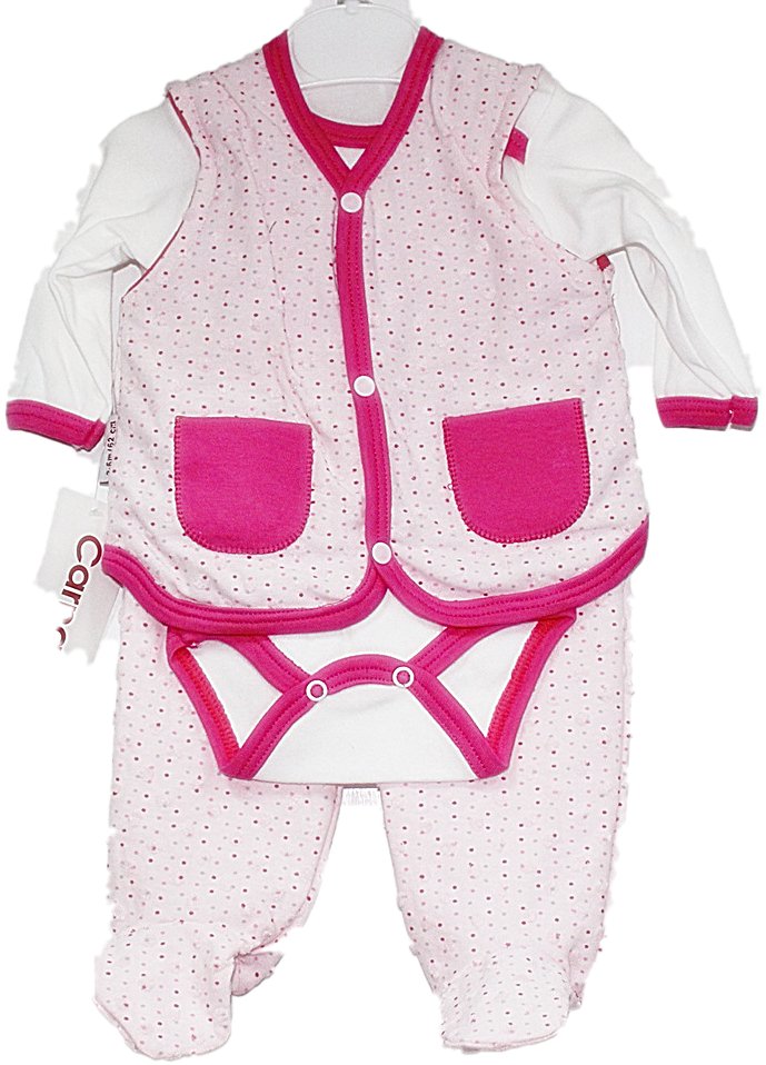 Detský komplet - Detská súprava 74 ECRU, Pink 3 PCS.