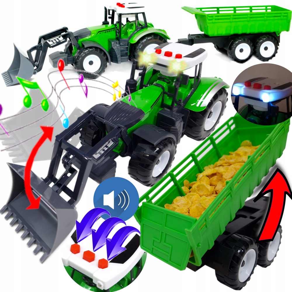 Traktor pre deti - Traktorový traktor pre batérie +poľnohospodár s prívesmi #Soon Spoon #