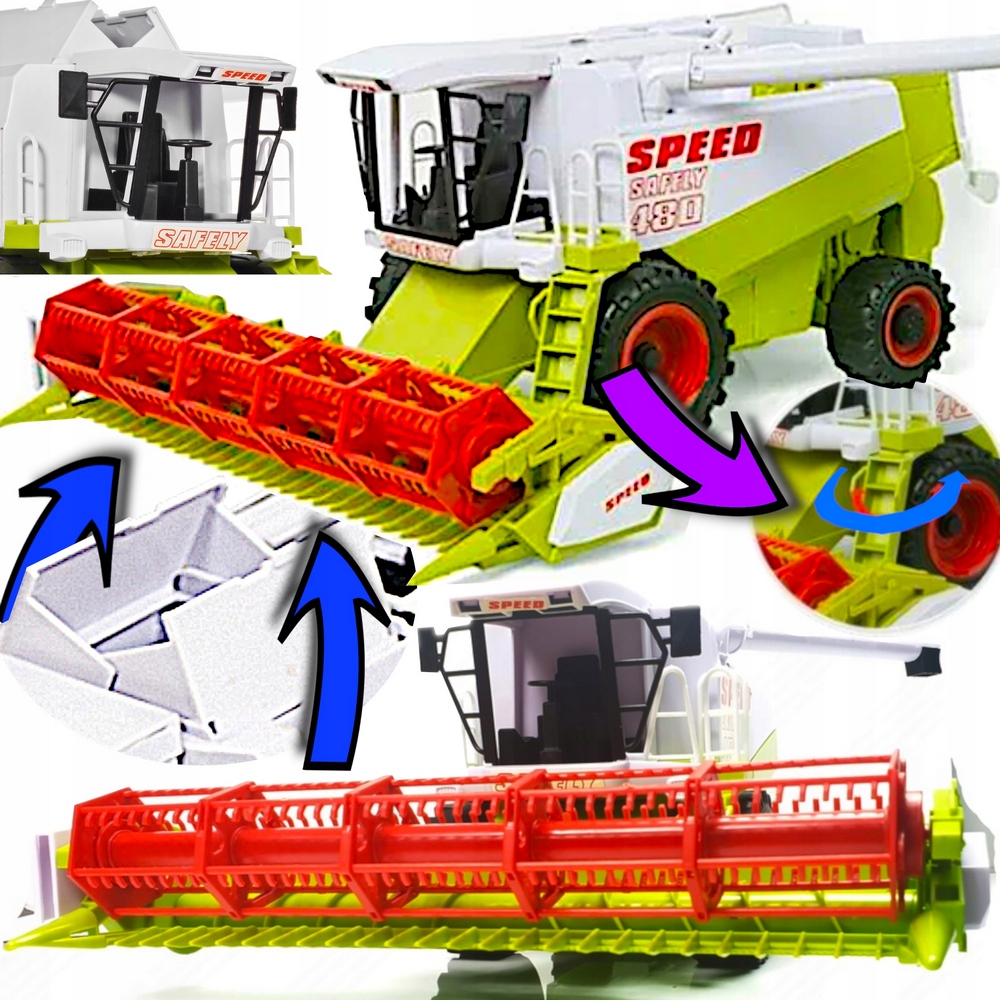 Detský kombajn - CLAAS Lexion Veľký kombinovaný kombajn pohybujúci sa prvky pohybu hračky Traktor