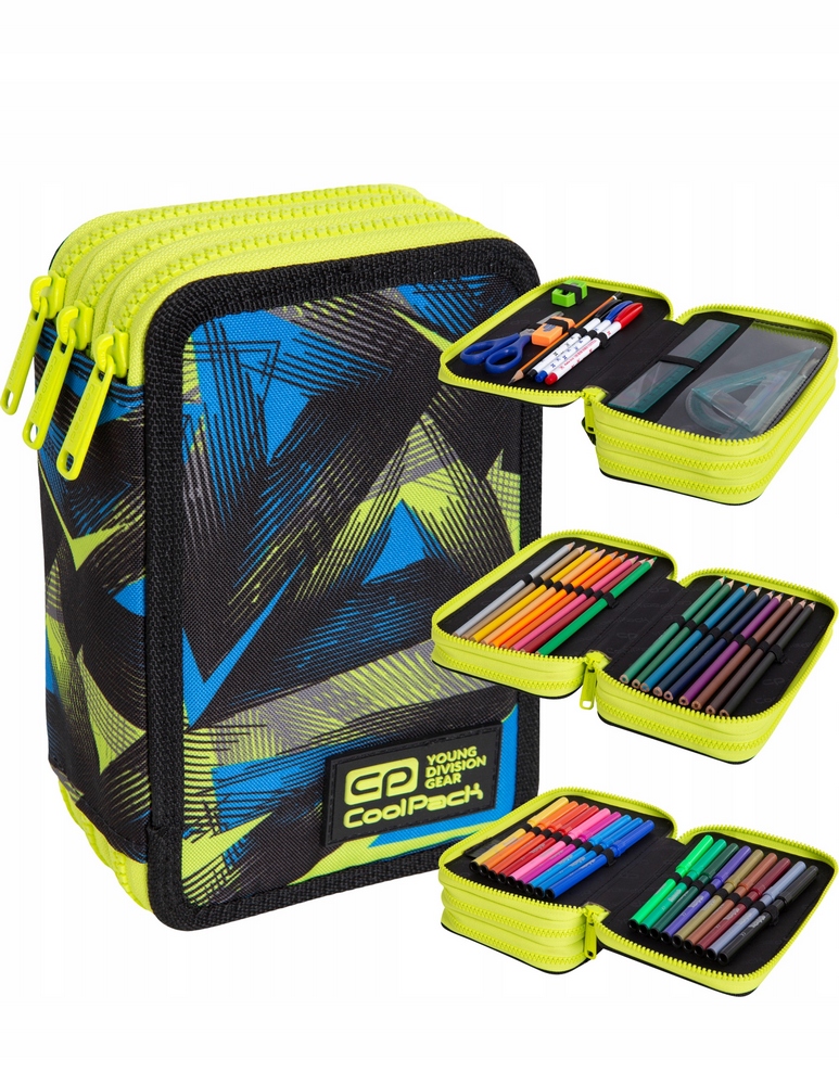 Školský peračník - Coolpack tri -Chamber Cencil Case Case Square Square