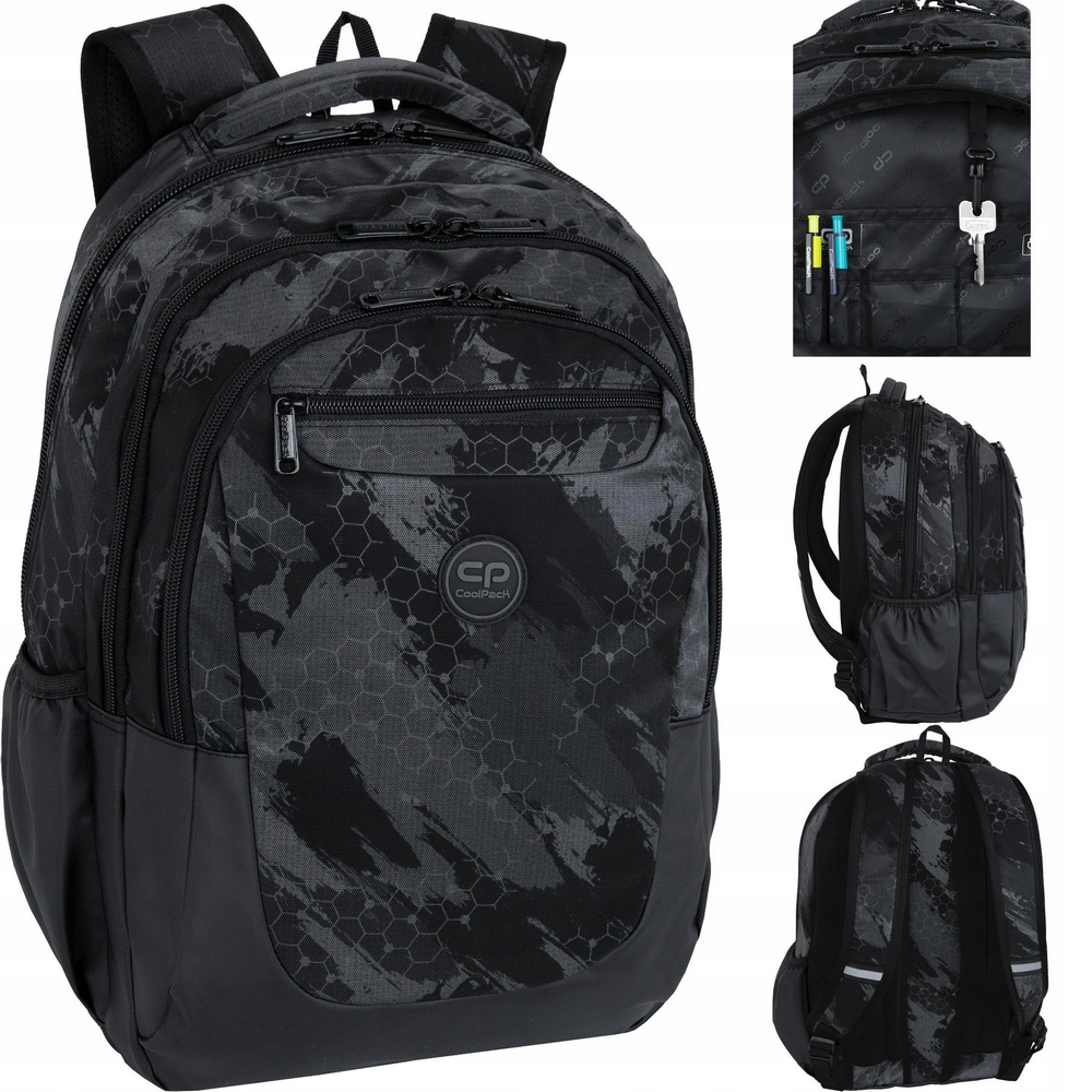 Školský batoh COOLPACK SOUL pre mladých - sivý 3D dizajn