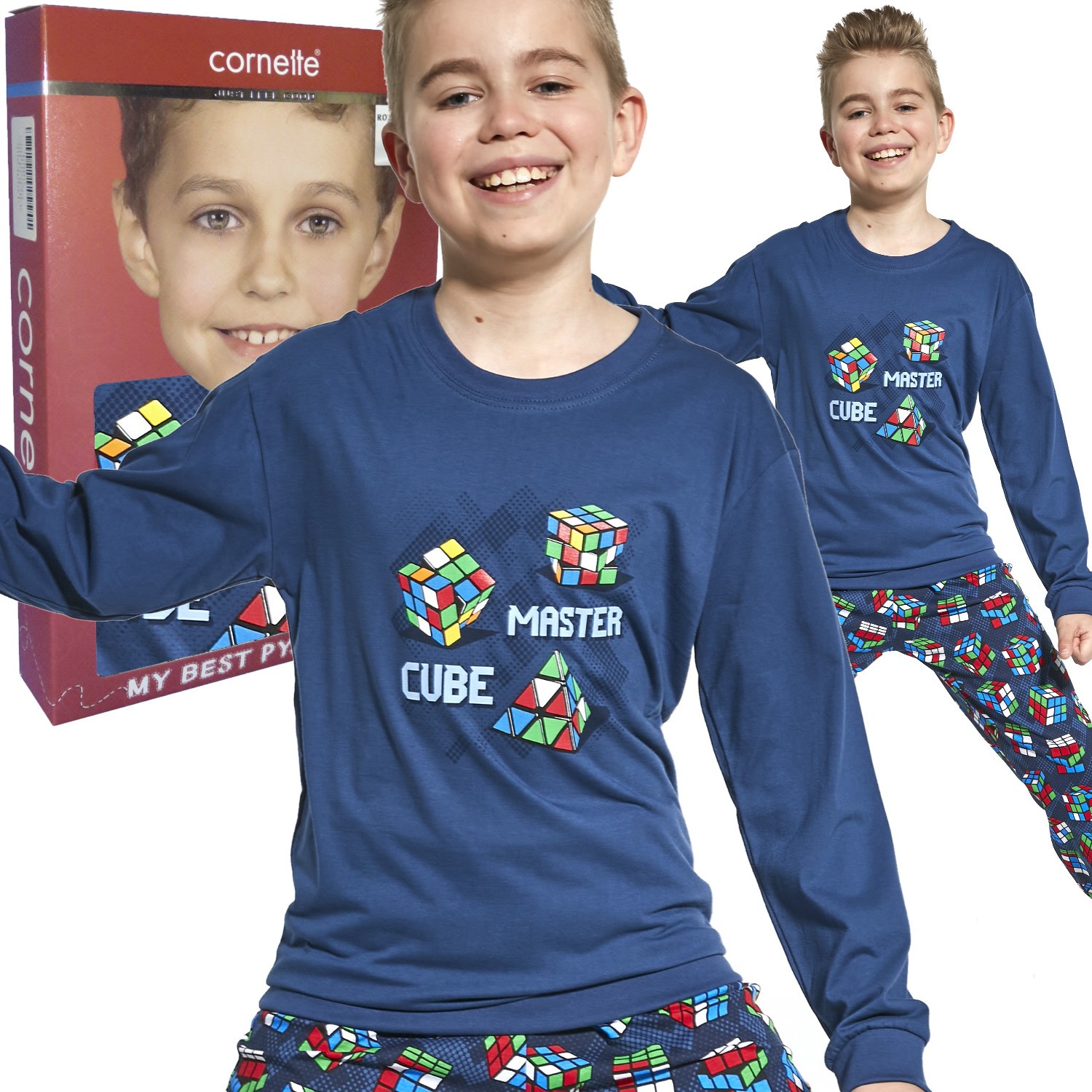 Pyžamo, župán - Cornette pyžamá veľkosti 92 NAVY MODRÉ, MULTI -COLED