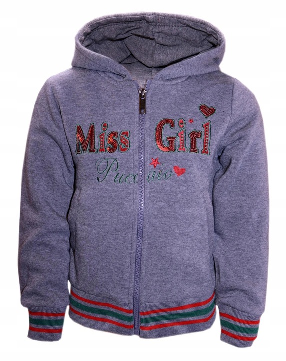 Mikina - Teplá dievčenská mikina s kapucňou 116 Miss Girl