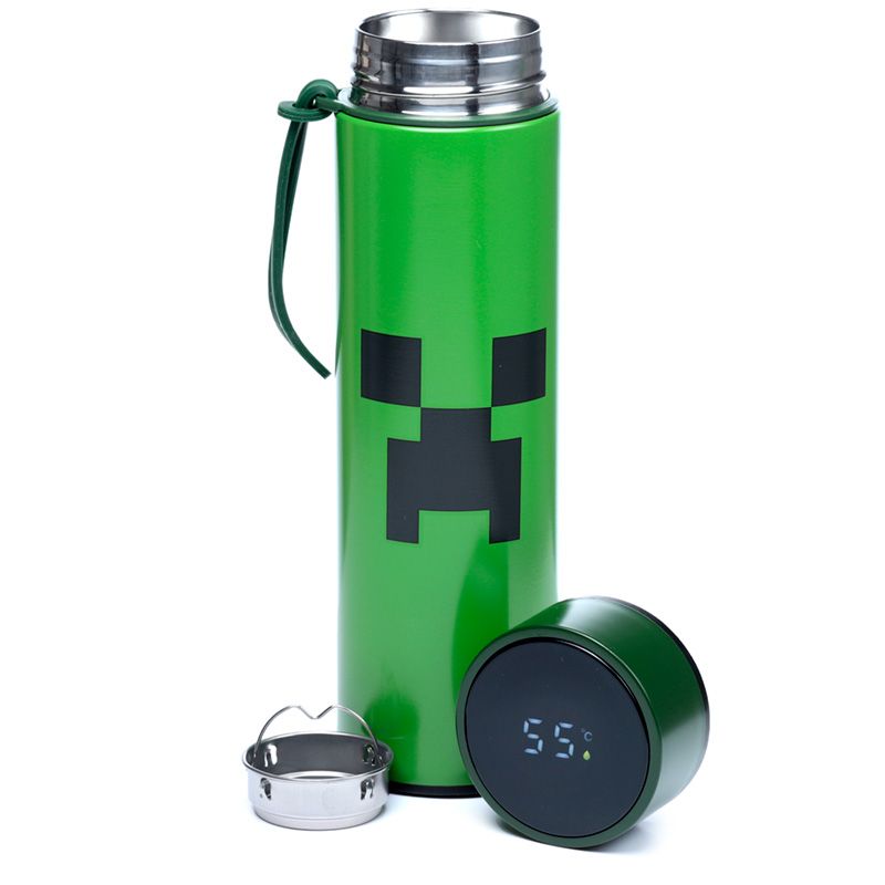 Detský desiatový box, fľaša - Creeper s Minecraft Thermos 530 ml s teplomerom