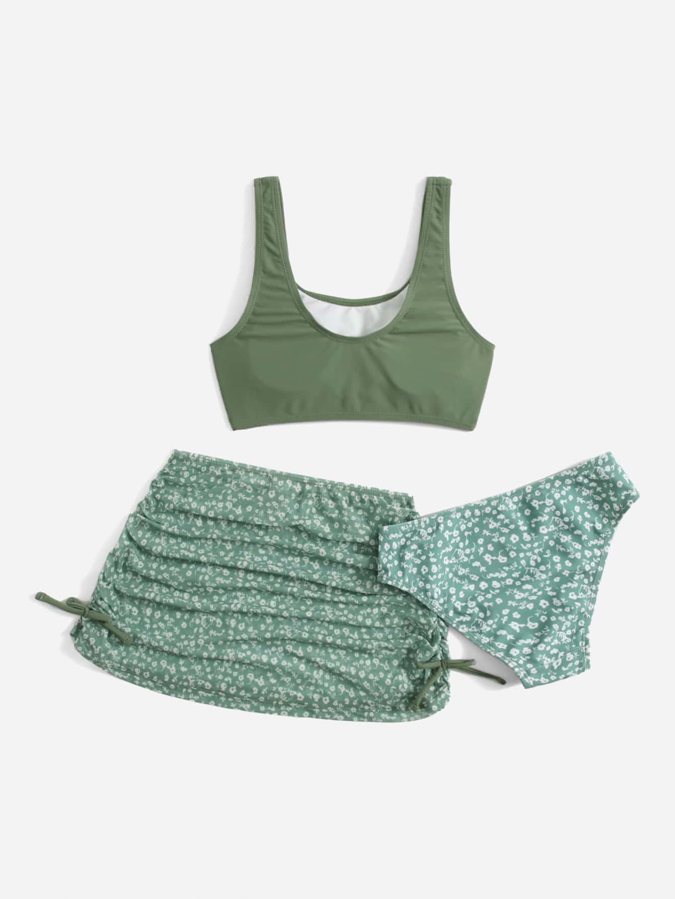 Detské plavky - Dva kusy Shein outfit. 150 biela, zelená